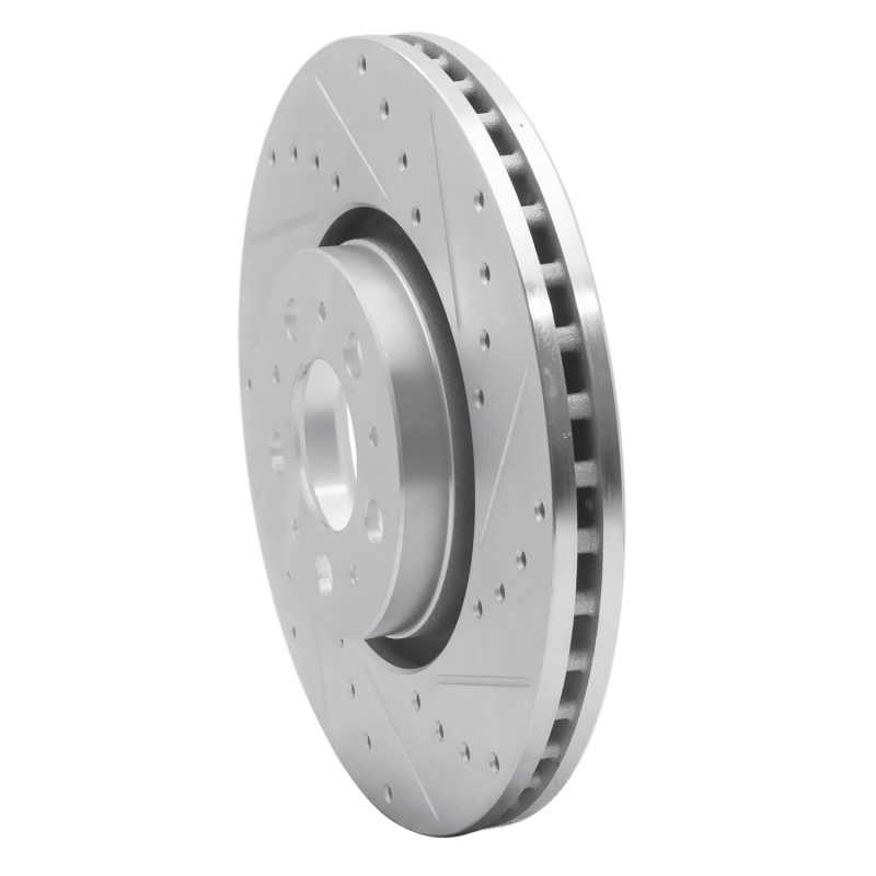 Volvo XC90 Brake Rotor (1) - Front Right - R1 Concepts - Drilled & Slotted - Silver - `03-`09